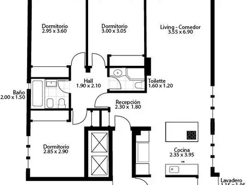Departamento 5 ambientes con 2 baños