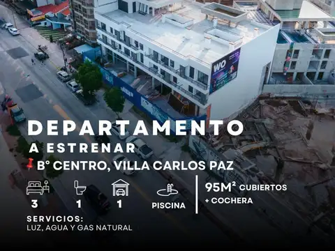 VENTA DPTO 3 DOR, COCHERA Y BALCÓN  A ESTRENAR.  Edificio Namba - Torre Jardín  Villa Carlos Paz