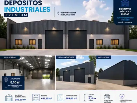 Alquiler, nave industrial/Depósito/Galpón, a estrenar, 385mts2, Benavidez, ZONA INDUSTRIAL I2