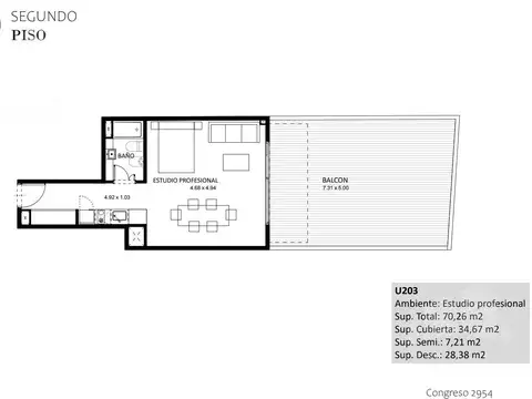 Departamento en Venta en Belgrano, USD 106.294