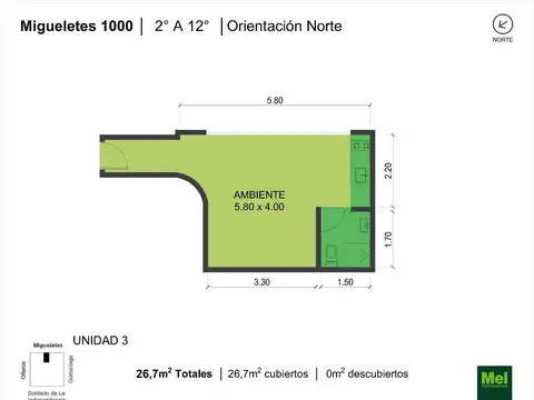 Departamento en Venta de Monoambiente