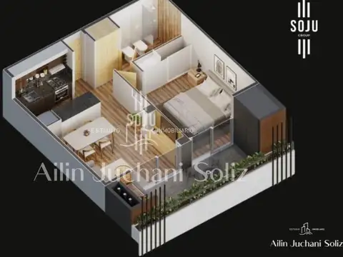 Departamento 2 ambientes con 1 baño