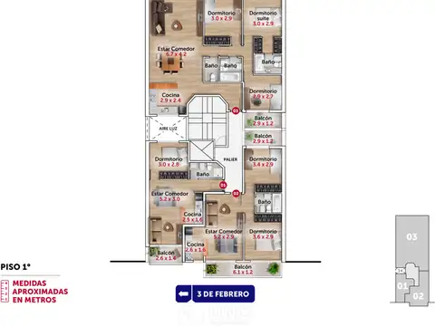 3 de Febrero 1100, Piso 8