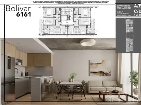 Venta departamento 3 ambientes con balcón en Wilde