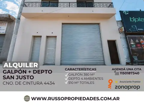 Alquiler de Galpon con Vivienda en San Justo
