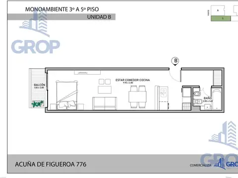 Departamento en Venta de Monoambiente