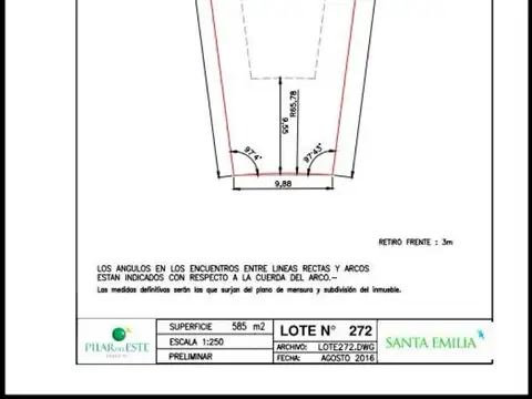 Terreno en Venta en Pilar del Este - Santa Emilia, USD 30.000