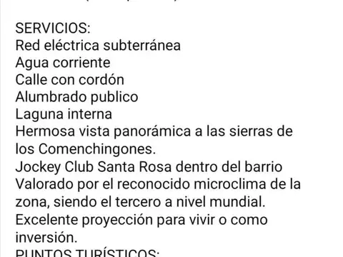 Terreno en Venta en Santa Rosa De Conlara, USD 9.200
