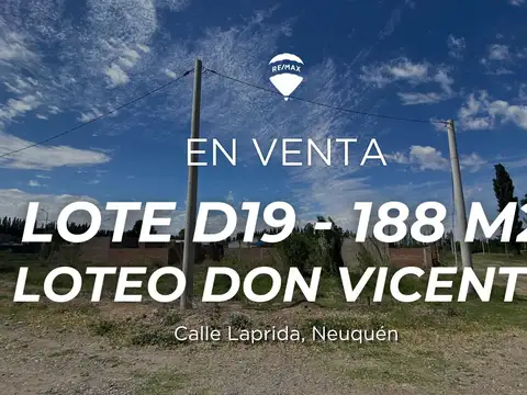 Lote D19 En Venta Loteo Don Vicente En Neuquén
