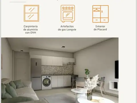 Departamento Monoambiente con 2 baños