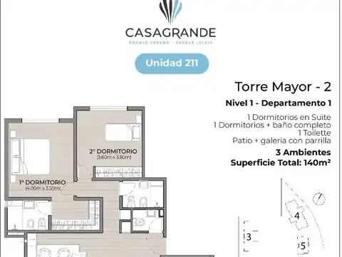 Departamento en Venta de 2 dormitorios