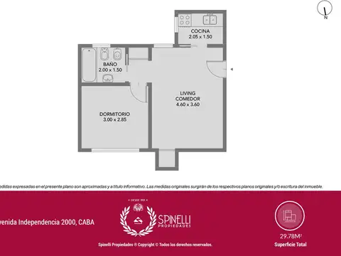 Departamento 2 ambientes con 1 baño