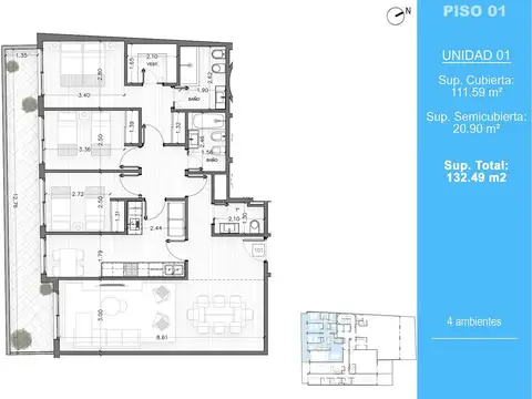 Departamento en Venta de 4 ambientes