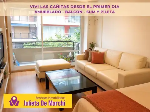 Las Cañitas / Monoambiente amueblado con balcón y amenities / Apto profesional.