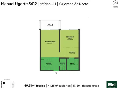Manuel Ugarte 3600, Piso 1°