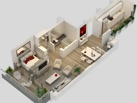 Departamento Monoambiente con 1 baño