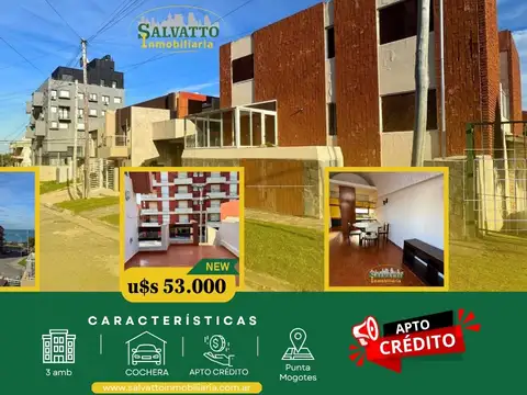 Departamento 3 ambientes con cochera en Punta Mogotes