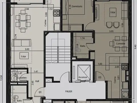 Departamento 2 ambientes con 1 baño