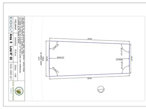 Terreno en Venta de 818,0 m2