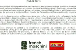 Nuñez 6018: unidades de 2 y 3 ambientes de 1 Dormitorios