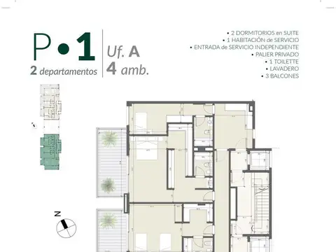 Venta en pozo, 4 ambientes, 2 dor. en Suite, 3 balcones, Torre Esmeralda, Puerto Escondido