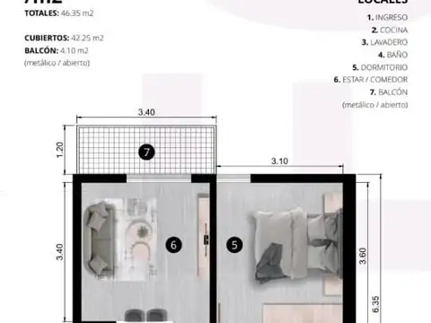 Departamento en Venta de 2 ambientes