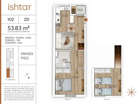 VENTA APARTAMENTO 2 DORMITORIOS DUPLEX GOES