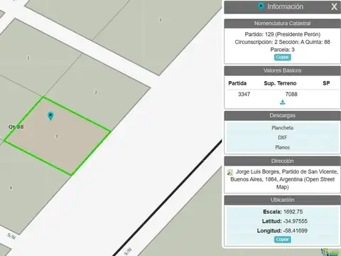 Lote en venta de 7336m2, San Vicente, Pte. Perón