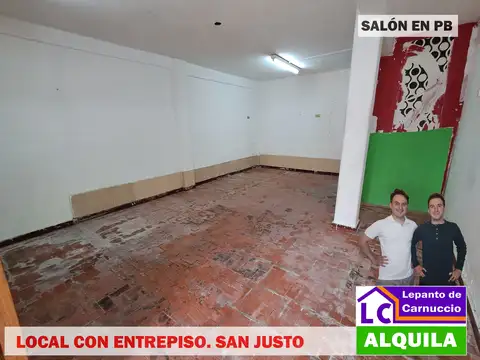 MUY BUEN LOCAL CON ENTREPISO EN ALQUILER. SOBRE ARIETA AL 2.600 EN SAN JUSTO CENTRO.