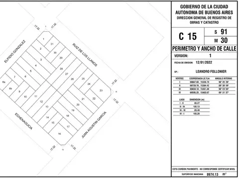 Terreno en Venta 42,50  mts Fondo