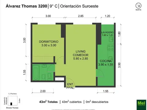 Alvarez Thomas 3200, Piso 9