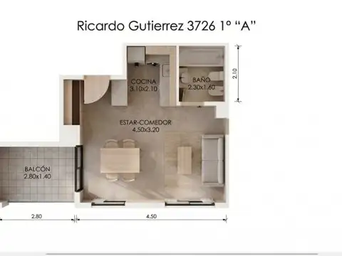 Departamento en Venta de 1 dormitorio