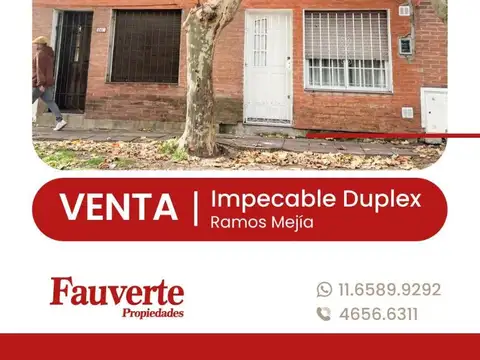 IMPECABLE DUPLEX EN RAMOS MEJIA - SUR. VENTA