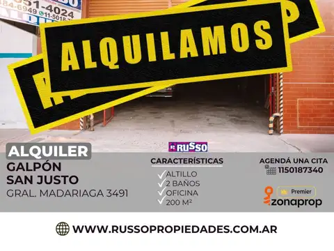 Alquiler galpon San Justo