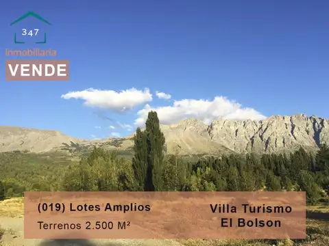 (019) EL BOLSON  (Villa Turismo) Lotes de 2.500 M²  vista a la Cordillera y al Cerro Piltriquit...