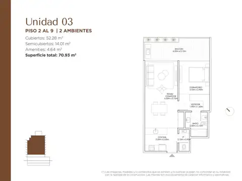 Departamento de 2 ambientes en venta en Palermo Hollywood
