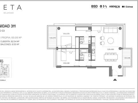 Departamento en Venta de 3 ambientes