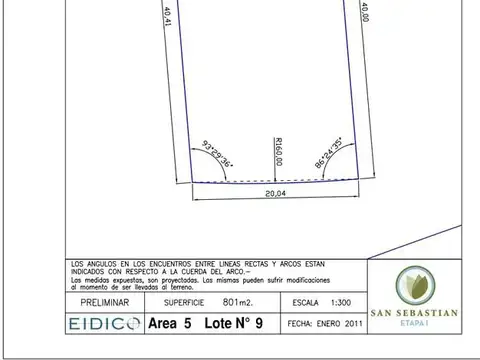 SAN SEBASTIAN AREA 5 LOTE 9