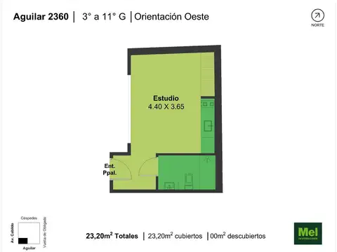 Aguilar 2300, Piso 3