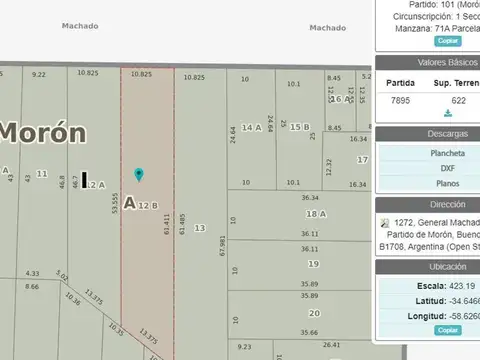 Terreno en Venta 53  mts Fondo