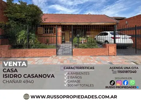 Venta casa 4 ambientes Isidro Casanova