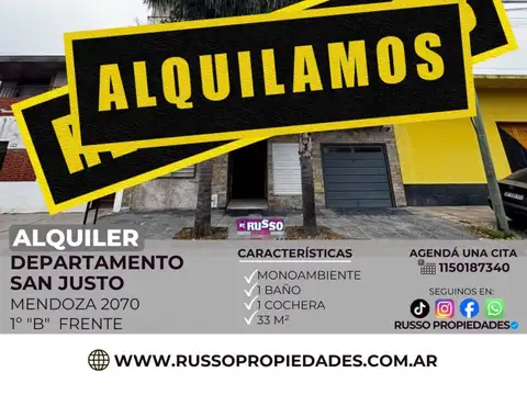 Alquiler Departamento Monoambiente en San Justo