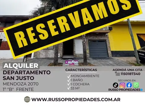 Alquiler Departamento Monoambiente en San Justo