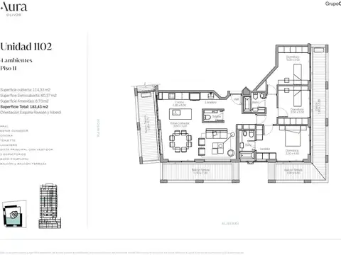 Venta departamento 4 ambientes en Olivos muy luminoso