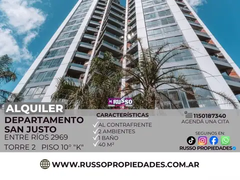 Alquiler departamento 2 ambientes San Justo