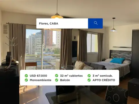 DEPARTAMENTO MONOAMBIENTE EN VENTA FLORES