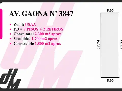 VENTA DE LOTE PARA DESARROLLO SOBRE AVENIDA GAONA - VILLA SANTA RITA