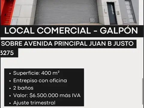 Galpon en av.juan b justo