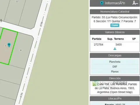 Terreno en 158 e/ 474 y 476