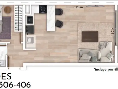 Departamento en Venta de 1 dormitorio